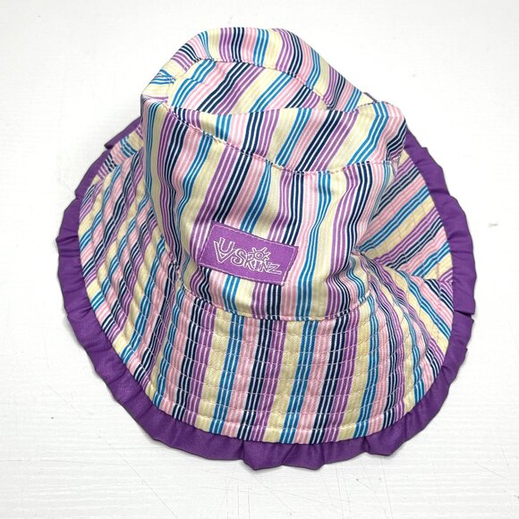 UV SKINZ UPF 50 Reversible Ruffle Trim Sunwear Bucket Hat 12-18 Months Purple - Picture 1 of 3